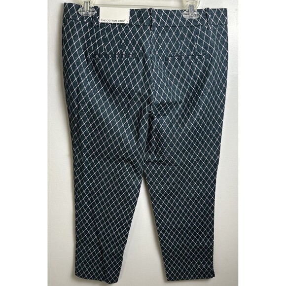 Ann Taylor The Cotton Crop Pants Green Pink Geometric Midrise Flat Front - Picture 3 of 14
